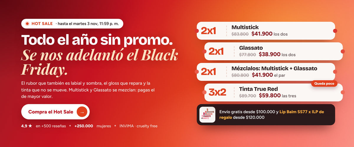Hot Sale ilovepinch: 2x1 en Multistick y Glassato, 3x2 en Tinta True Red
